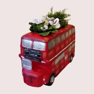 Primus London Red Double Decker Bus Planter Garden Ornament